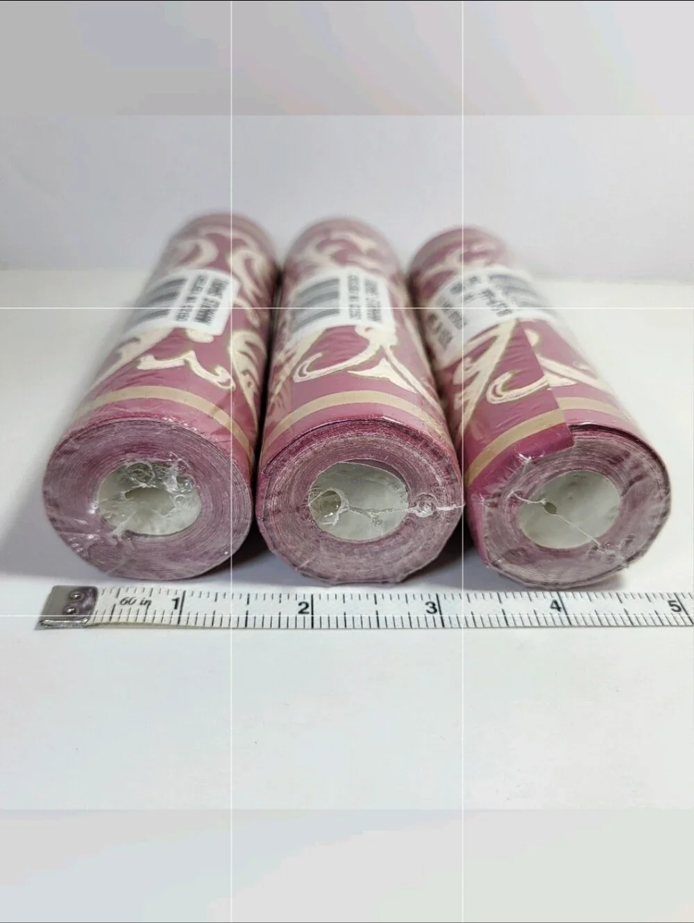 Thomas Strahan Wallpaper BORDER 3 Rolls Burgundy Cream Scroll 5 Yds Vintage